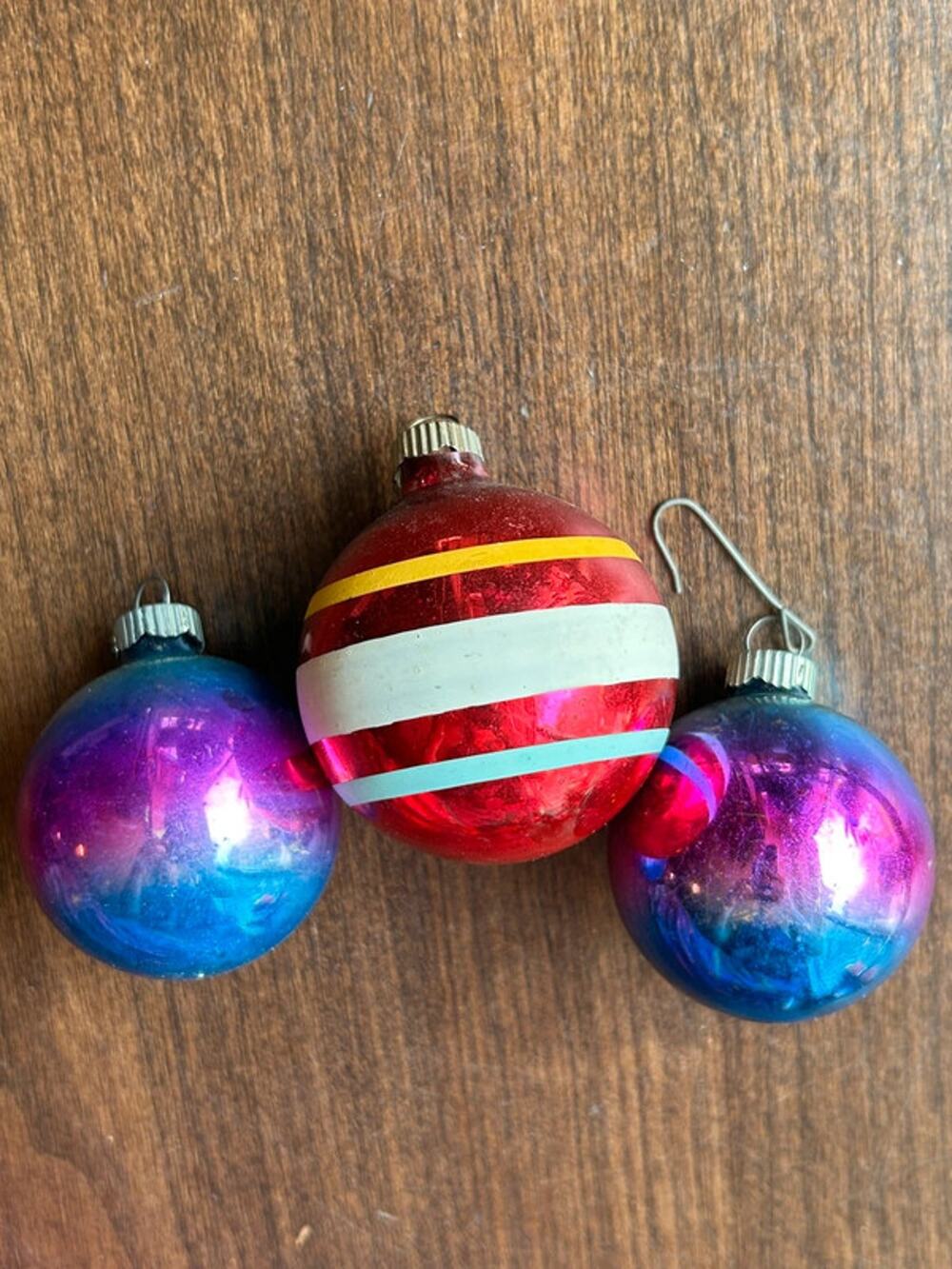 3 vintage shiny brite glass ball ornaments Christmas